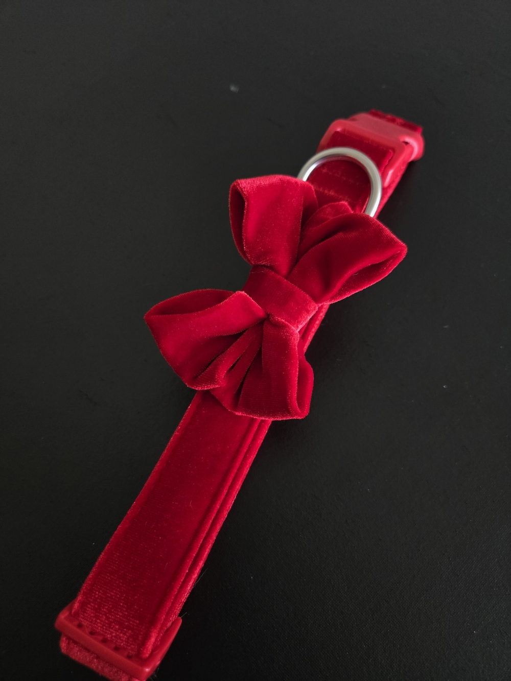 Red Velvet Dog Collar Large Bow Tie Bowtie Holiday Festive